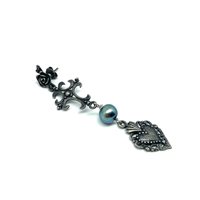 Mono orecchino Madame Black Donna in Argento Perla MB CUORE SACRO CROCE - MB CUORE SACRO CROCE